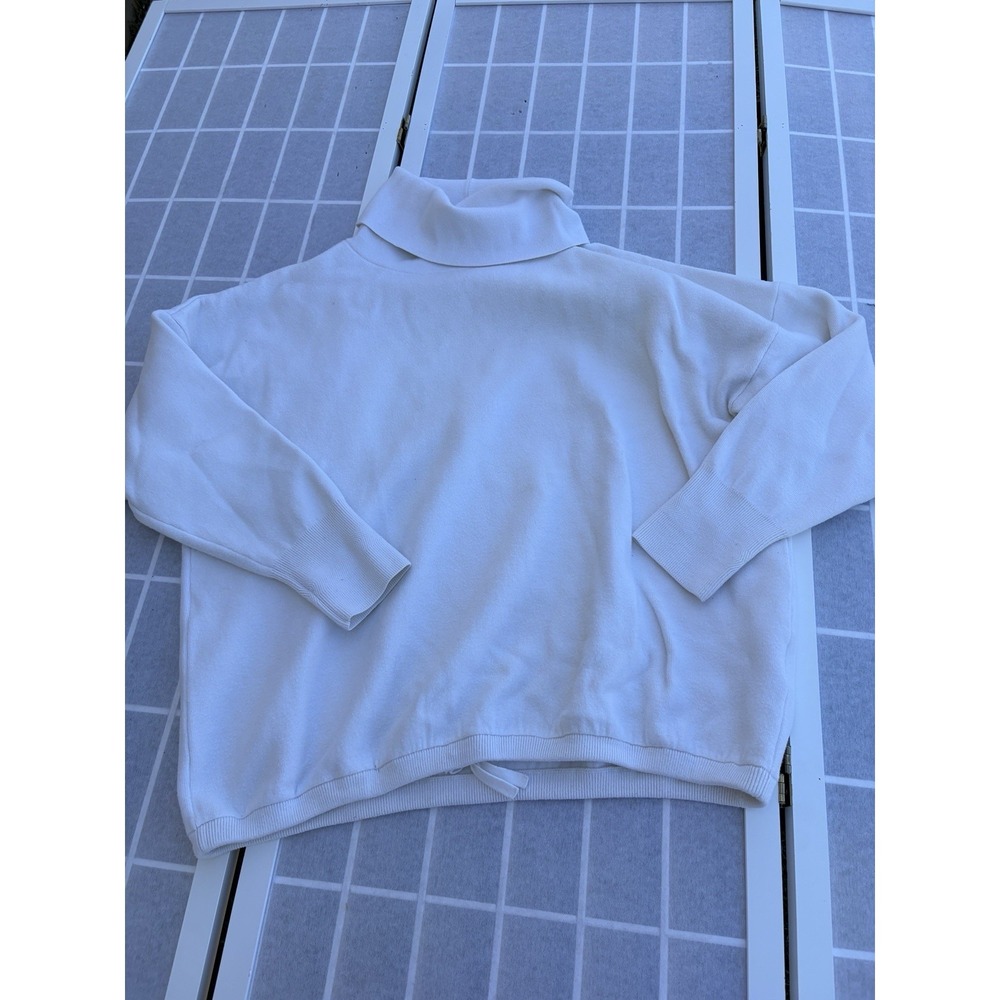 Varley Womens Pullover Turtleneck Sweater White Drawstring Long Sleeve Sz‎ Large